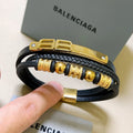 Balenciaga Inspired Premium Leather Bracelet with Gold Accents