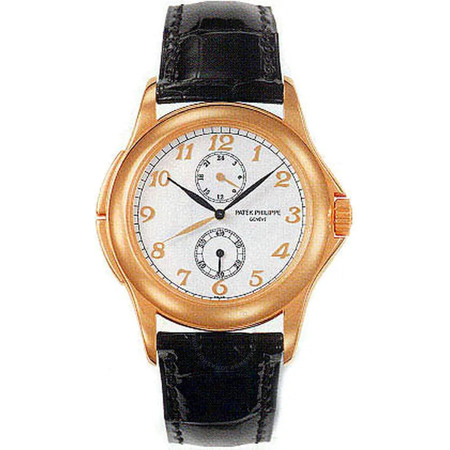 Patek Philippe Rose Gold Officer – Black Leather Strap