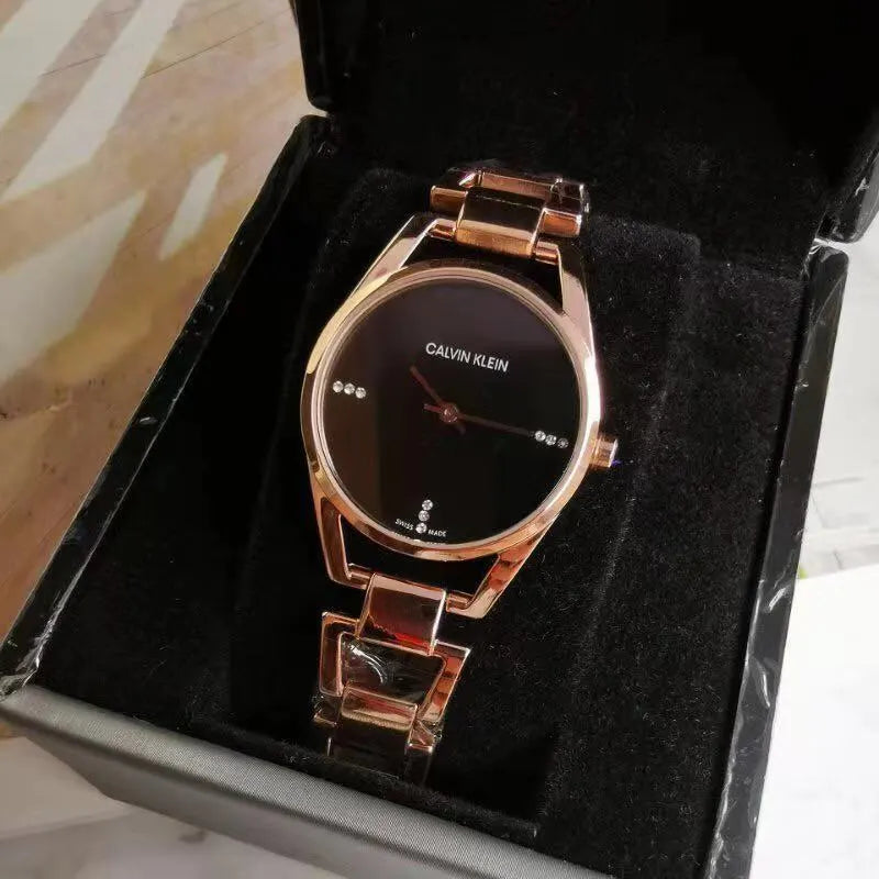 CK Black Dial Rose Gold - Hình 7