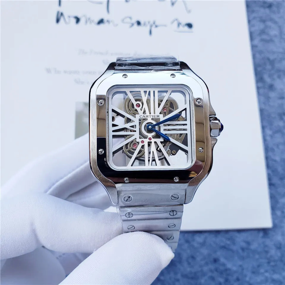 Cartier Santos Skeleton Steel - Hình 8