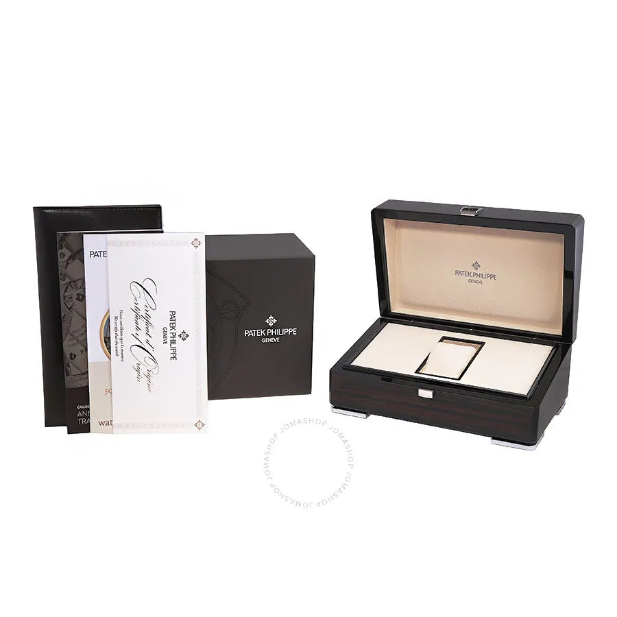 leather Patek Philippe Rose Gold Black Dial - Hình 3