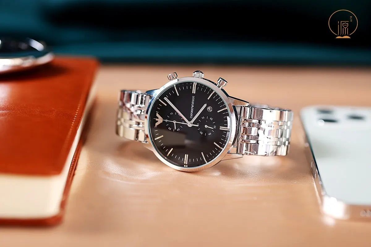 Armani Black Dial Chronograph - Hình 3