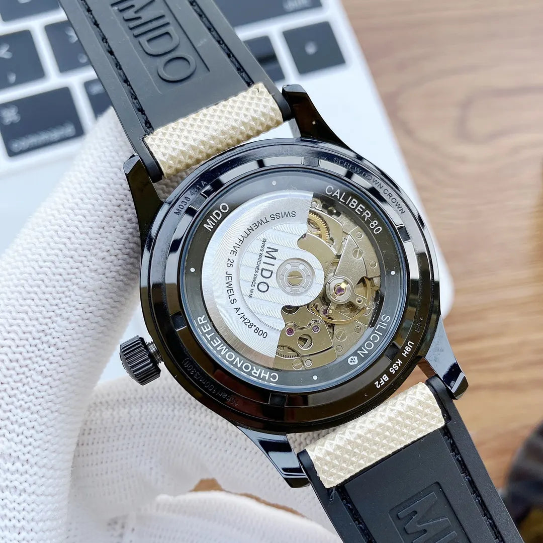 Mido Multifort Black Dial Beige Strap - Hình 2