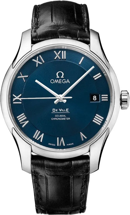 Omega Blue Dial Leather Watch