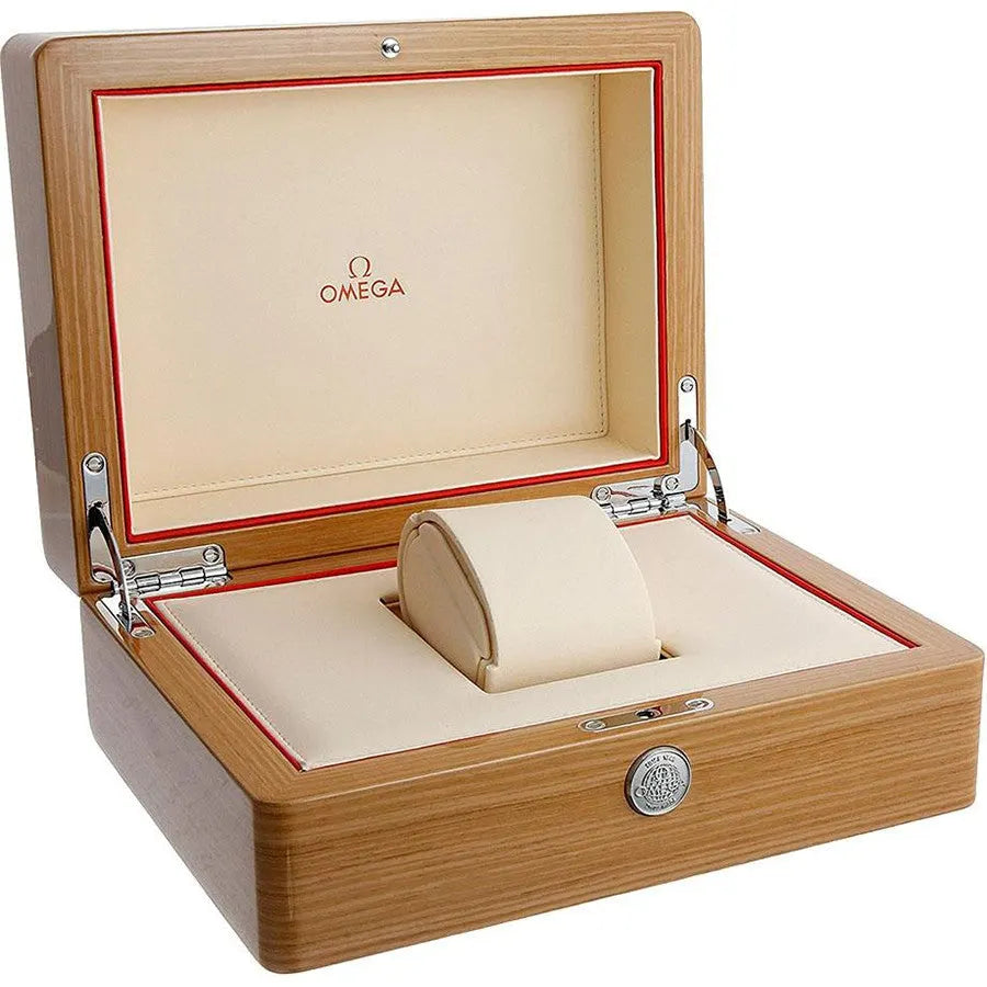 Omega Gold Dial Leather Watch - Hình 4