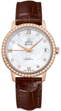 brown Omega De Ville Diamond Bezel