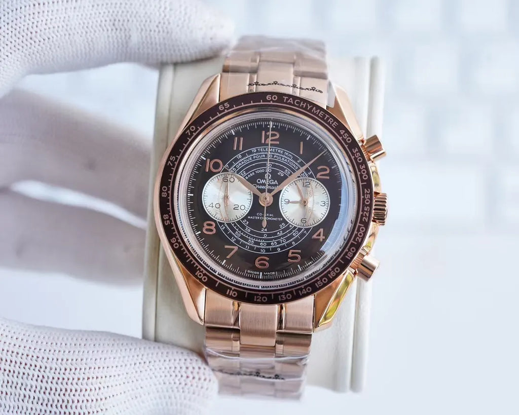 Omega Rose Gold Brown Dial - Hình 2
