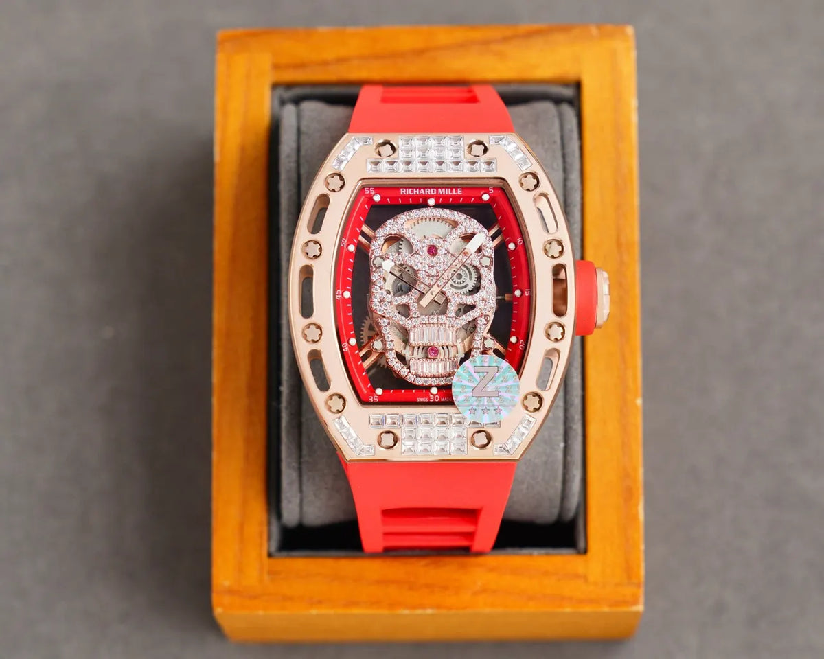 red Richard Mille Skull Watch