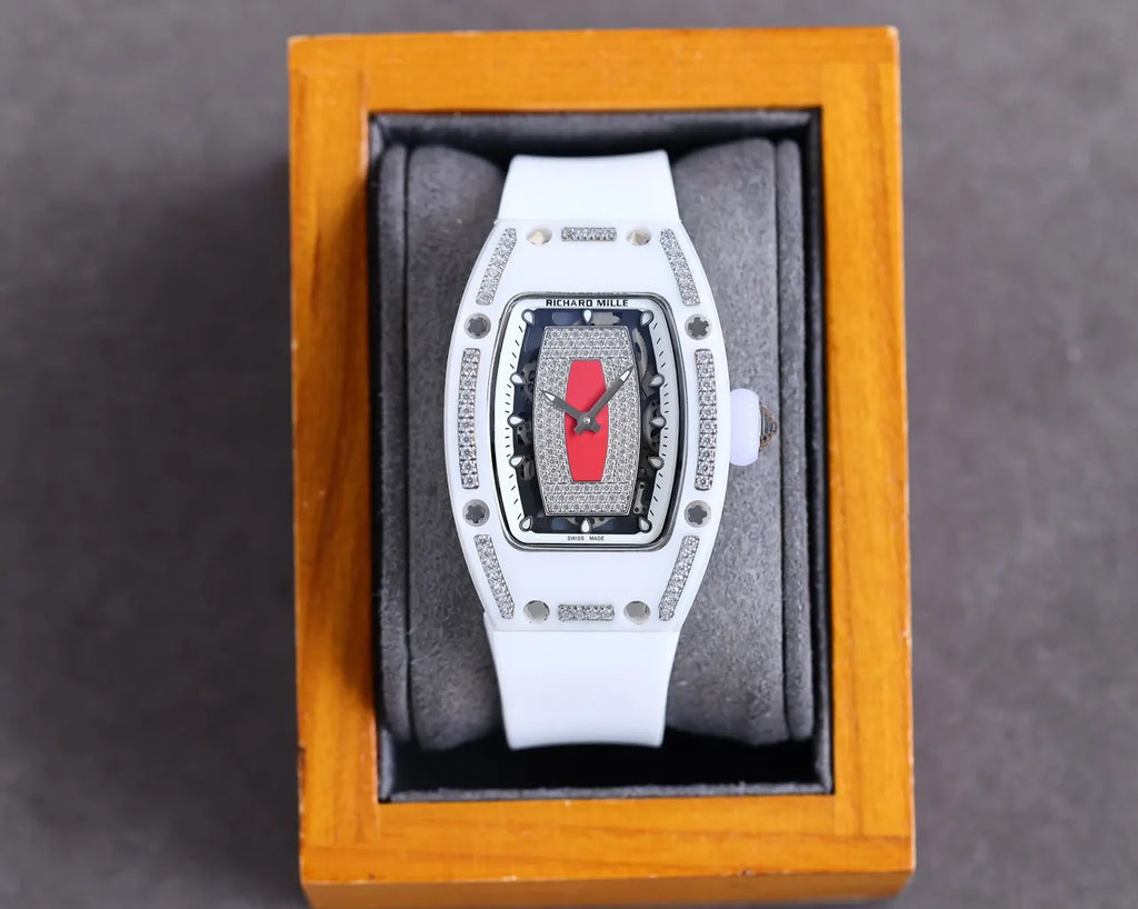 Diamond White Rubber Watch - Hình 4