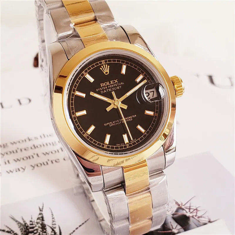 datejust oyster Rolex Two-Tone Black Dial - Hình 3