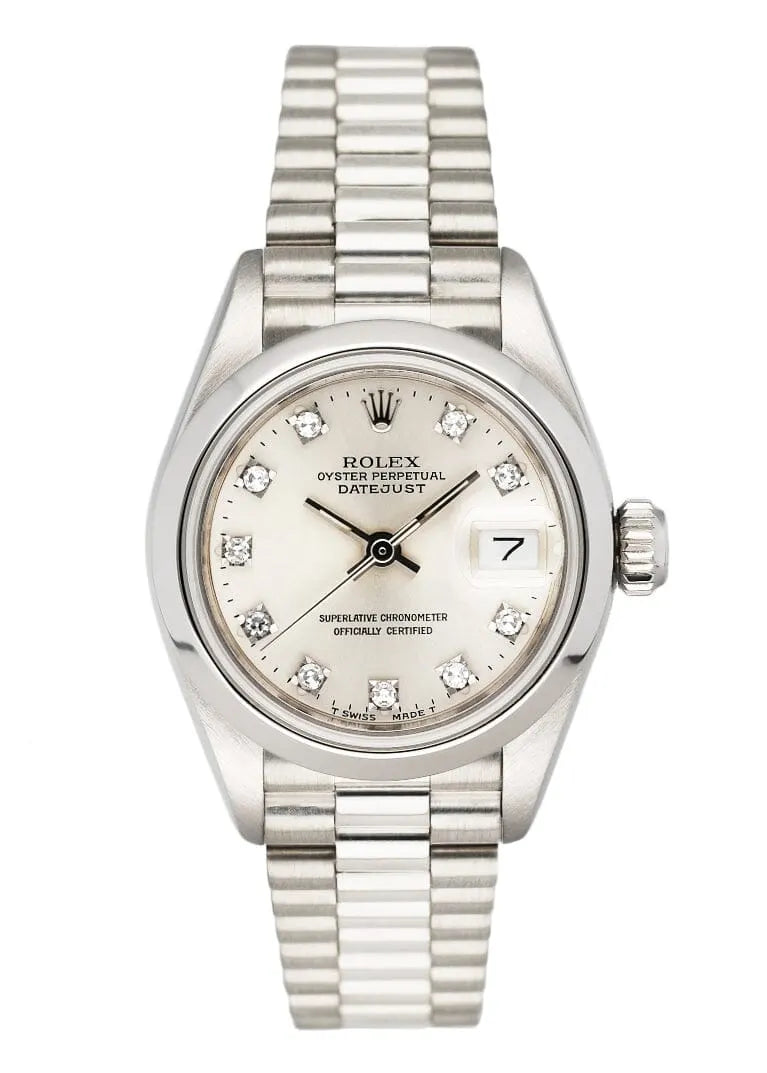 oyster Rolex Datejust Silver Diamond