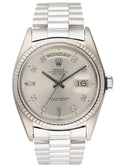 steel Rolex Day-Date Silver Diamond