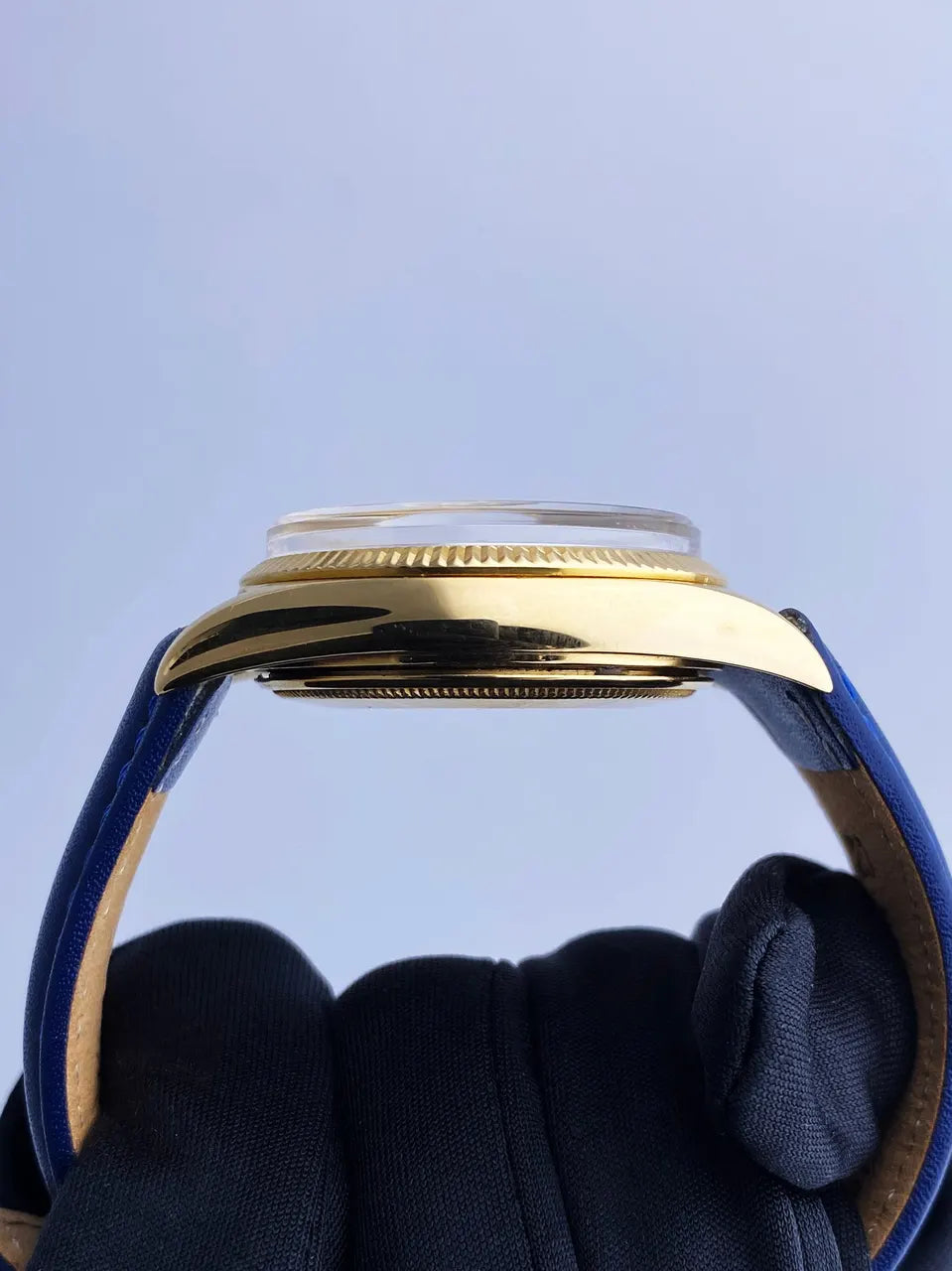 Rolex Gold Champagne Blue Leather - Hình 5