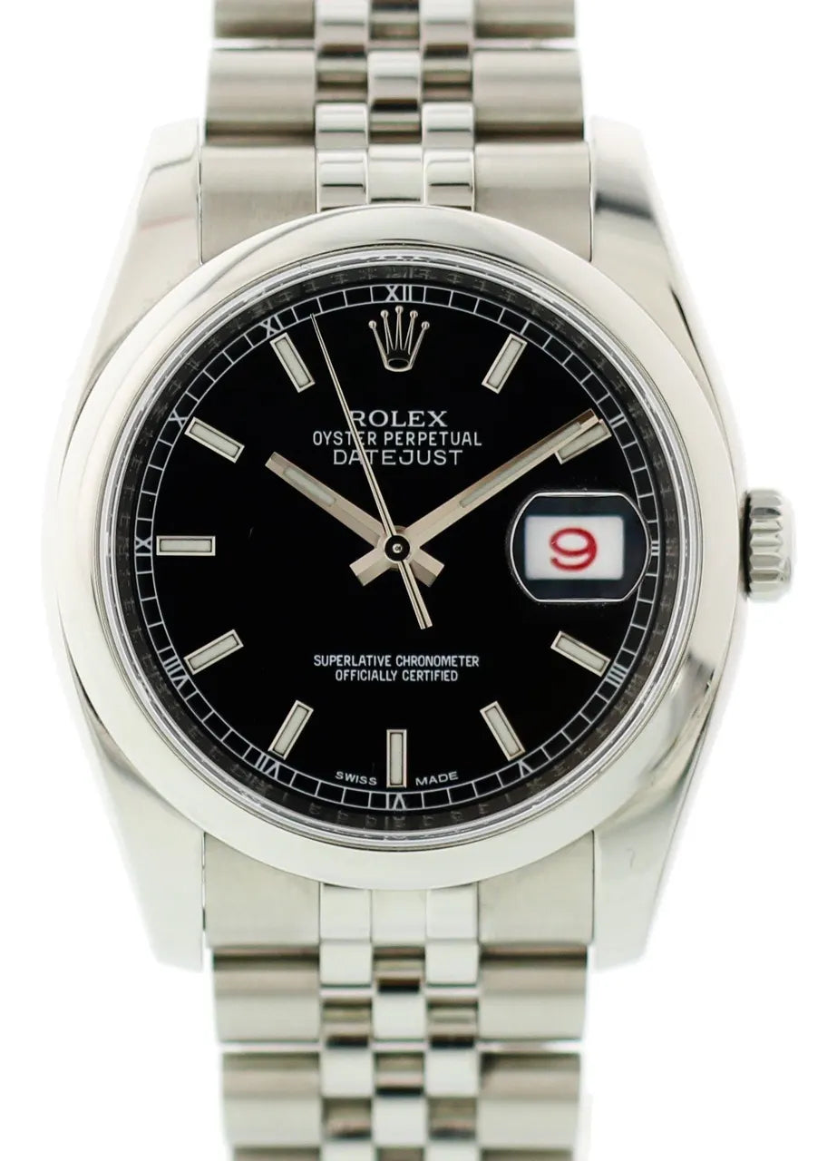 steel Rolex Datejust Black Dial Jubilee